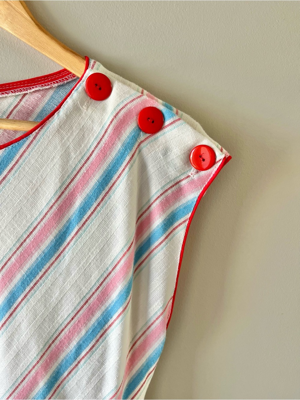 Vintage Leslie Belle Midi A-Line Dress Size S/M Multicolour Stripe - 80's - Picture 5 of 10